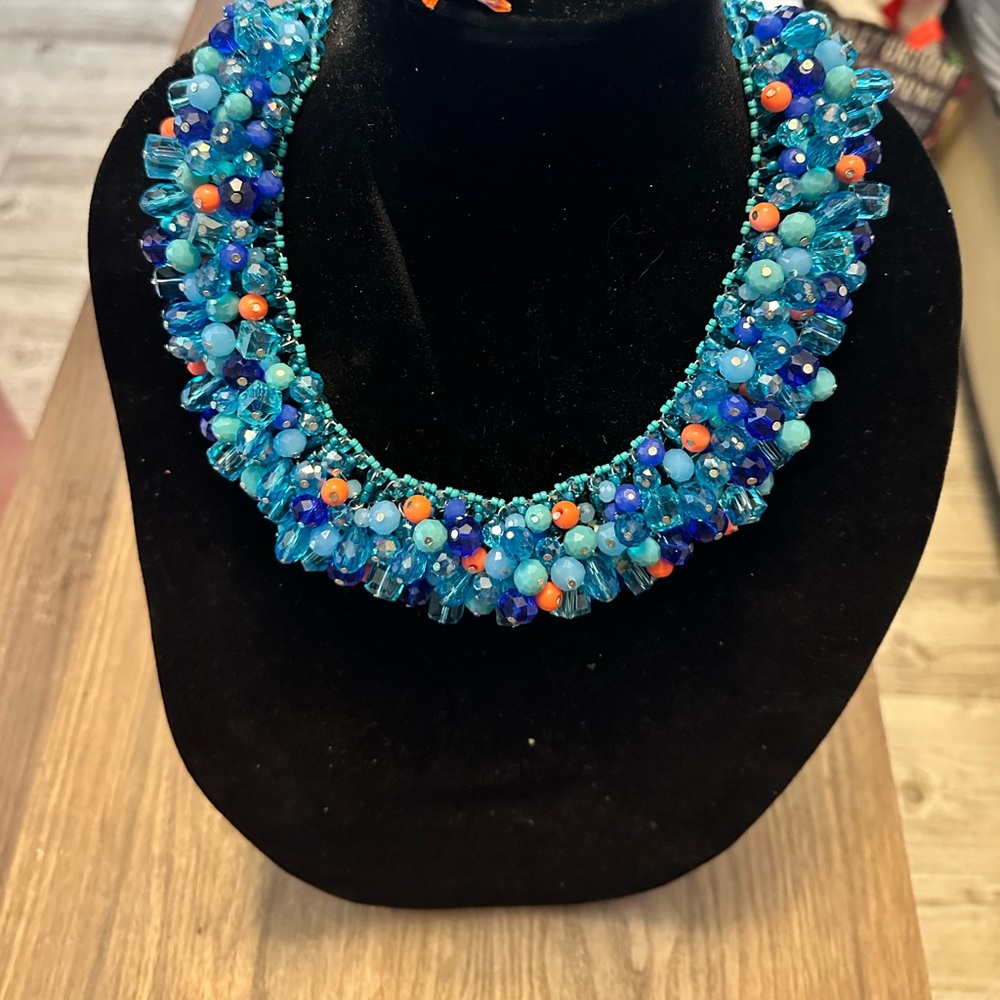 Sassy Jones “Rochinda” Glass bib necklace MULTI COLOR